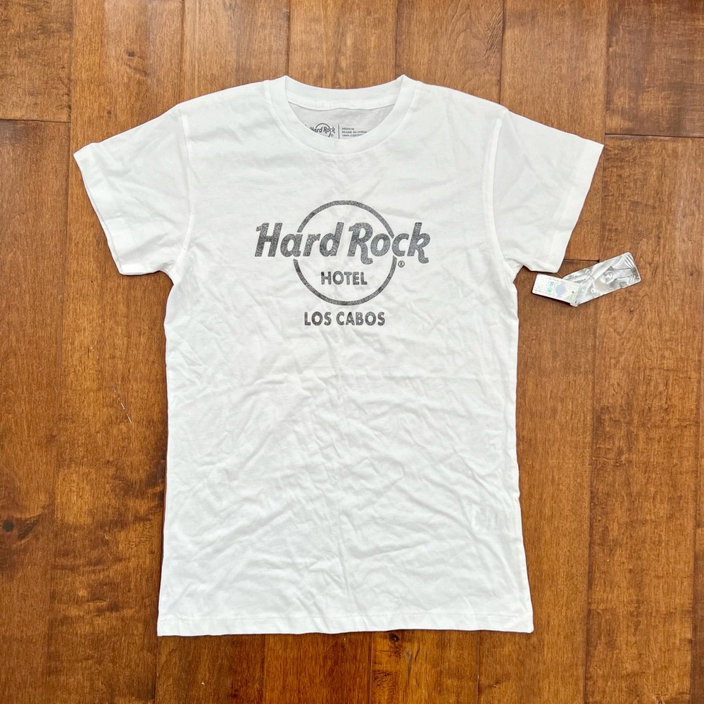 NWT Women’s Hard Rock Hotel Cabos white crew tee top shirt Medium